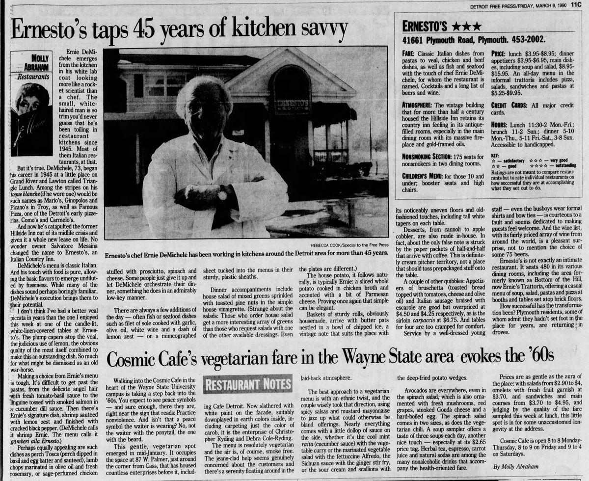 Courthouse Grille (Hillside Inn, Ernestos) - Mar 9 1990 Article